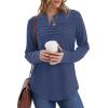 imageXIEERDUO Womens Pleated Tunic Tops Fall Long Sleeve Blouses Fashion Curved Hem Shirts Dressy Casual S3XLBlue