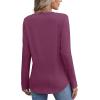 imageXIEERDUO Womens Pleated Tunic Tops Fall Long Sleeve Blouses Fashion Curved Hem Shirts Dressy Casual S3XLDark Purple