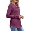 imageXIEERDUO Womens Pleated Tunic Tops Fall Long Sleeve Blouses Fashion Curved Hem Shirts Dressy Casual S3XLDark Purple