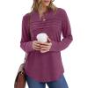 imageXIEERDUO Womens Pleated Tunic Tops Fall Long Sleeve Blouses Fashion Curved Hem Shirts Dressy Casual S3XLDark Purple