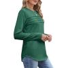 imageXIEERDUO Womens Pleated Tunic Tops Fall Long Sleeve Blouses Fashion Curved Hem Shirts Dressy Casual S3XLDeep Green