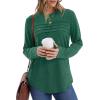 imageXIEERDUO Womens Pleated Tunic Tops Fall Long Sleeve Blouses Fashion Curved Hem Shirts Dressy Casual S3XLDeep Green