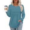imageXIEERDUO Womens Pleated Tunic Tops Fall Long Sleeve Blouses Fashion Curved Hem Shirts Dressy Casual S3XLTurquoise