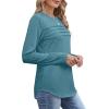 imageXIEERDUO Womens Pleated Tunic Tops Fall Long Sleeve Blouses Fashion Curved Hem Shirts Dressy Casual S3XLTurquoise