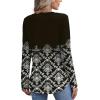 imageXIEERDUO Womens Pleated Tunic Tops Fall Long Sleeve Blouses Fashion Curved Hem Shirts Dressy Casual S3XLZ Black Floral