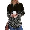 imageXIEERDUO Womens Pleated Tunic Tops Fall Long Sleeve Blouses Fashion Curved Hem Shirts Dressy Casual S3XLZ Black Floral
