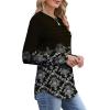 imageXIEERDUO Womens Pleated Tunic Tops Fall Long Sleeve Blouses Fashion Curved Hem Shirts Dressy Casual S3XLZ Black Floral
