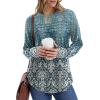 imageXIEERDUO Womens Pleated Tunic Tops Fall Long Sleeve Blouses Fashion Curved Hem Shirts Dressy Casual S3XLZ Blue Floral