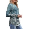 imageXIEERDUO Womens Pleated Tunic Tops Fall Long Sleeve Blouses Fashion Curved Hem Shirts Dressy Casual S3XLZ Blue Floral