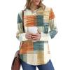 imageXIEERDUO Womens Pleated Tunic Tops Fall Long Sleeve Blouses Fashion Curved Hem Shirts Dressy Casual S3XLZ Plaid
