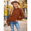 imageXIEERDUO Womens Sweaters Pullover Knit Sweater Turtleneck Long Sleeve Shirts Fall Fashion 2025Caramel