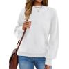 imageXIEERDUO Womens Sweaters Pullover Knit Sweater Turtleneck Long Sleeve Shirts Fall Fashion 2025White
