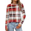 imageXIEERDUO Long Sleeve Shirts for Women Casual Crew Neck Basic Fall Tops Loose Fit ComfyD Red Plaid