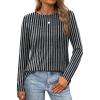 imageXIEERDUO Long Sleeve Shirts for Women Casual Crew Neck Basic Fall Tops Loose Fit ComfyD Striped