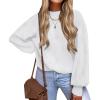 imageXIEERDUO Womens Sweaters Pullover Knit Sweater Turtleneck Long Sleeve Shirts Fall Fashion 2025White