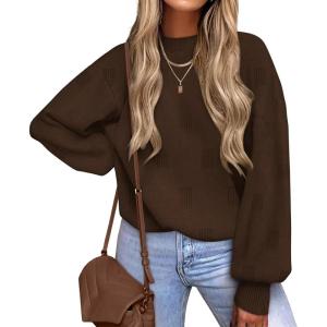 imageXIEERDUO Womens Sweaters Pullover Knit Sweater Turtleneck Long Sleeve Shirts Fall Fashion 2025Coffee