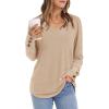 imageXIEERDUO Thermal Fall Outfits 2025 Dressy Casual Womens Sweater Fashion Clothing V Neck Tunic TopsBeige