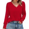 imageXIEERDUO Thermal Fall Outfits 2025 Dressy Casual Womens Sweater Fashion Clothing V Neck Tunic TopsRed