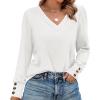 imageXIEERDUO Thermal Fall Outfits 2025 Dressy Casual Womens Sweater Fashion Clothing V Neck Tunic TopsWhite