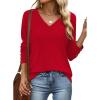imageXIEERDUO Thermal Fall Outfits 2025 Dressy Casual Womens Sweater Fashion Clothing V Neck Tunic TopsRed
