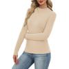 imageXIEERDUO Womens Long Sleeve Thermal Shirt Fleece Mock Neck Tops 2025 Fashion Slim FitBeige