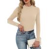 imageXIEERDUO Womens Long Sleeve Thermal Shirt Fleece Mock Neck Tops 2025 Fashion Slim FitBeige