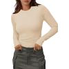 imageXIEERDUO Womens Long Sleeve Thermal Shirt Fleece Mock Neck Tops 2025 Fashion Slim FitBeige