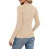 imageXIEERDUO Womens Long Sleeve Thermal Shirt Fleece Mock Neck Tops 2025 Fashion Slim FitBeige