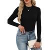 imageXIEERDUO Womens Long Sleeve Thermal Shirt Fleece Mock Neck Tops 2025 Fashion Slim FitBlack