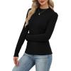 imageXIEERDUO Womens Long Sleeve Thermal Shirt Fleece Mock Neck Tops 2025 Fashion Slim FitBlack