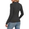 imageXIEERDUO Womens Long Sleeve Thermal Shirt Fleece Mock Neck Tops 2025 Fashion Slim FitGrey