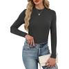 imageXIEERDUO Womens Long Sleeve Thermal Shirt Fleece Mock Neck Tops 2025 Fashion Slim FitGrey