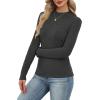 imageXIEERDUO Womens Long Sleeve Thermal Shirt Fleece Mock Neck Tops 2025 Fashion Slim FitGrey