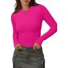 imageXIEERDUO Womens Long Sleeve Thermal Shirt Fleece Mock Neck Tops 2025 Fashion Slim FitHot Pink