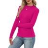 imageXIEERDUO Womens Long Sleeve Thermal Shirt Fleece Mock Neck Tops 2025 Fashion Slim FitHot Pink
