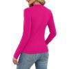 imageXIEERDUO Womens Long Sleeve Thermal Shirt Fleece Mock Neck Tops 2025 Fashion Slim FitHot Pink