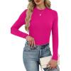 imageXIEERDUO Womens Long Sleeve Thermal Shirt Fleece Mock Neck Tops 2025 Fashion Slim FitHot Pink
