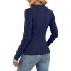 imageXIEERDUO Womens Long Sleeve Thermal Shirt Fleece Mock Neck Tops 2025 Fashion Slim FitNavy Blue