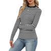 imageXIEERDUO Womens Long Sleeve Thermal Shirt Fleece Mock Neck Tops 2025 Fashion Slim FitStripe Black