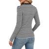 imageXIEERDUO Womens Long Sleeve Thermal Shirt Fleece Mock Neck Tops 2025 Fashion Slim FitStripe Black