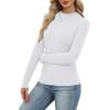 imageXIEERDUO Womens Long Sleeve Thermal Shirt Fleece Mock Neck Tops 2025 Fashion Slim FitWhite