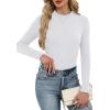 imageXIEERDUO Womens Long Sleeve Thermal Shirt Fleece Mock Neck Tops 2025 Fashion Slim FitWhite