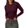 imageXIEERDUO Womens Long Sleeve Thermal Shirt Fleece Mock Neck Tops 2025 Fashion Slim FitWine