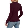 imageXIEERDUO Womens Long Sleeve Thermal Shirt Fleece Mock Neck Tops 2025 Fashion Slim FitWine