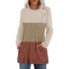 imageXIEERDUO Long Sleeve Shirts for Women Crewneck Tunic Tops Loose Fit Dressy Womens Sweaters with Pockets Fall Fashion 2025Colorblockapricot