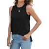 imageXIEERDUO Womens Tank Tops Crewneck Loose Fit Basic Casual Summer Side Split Sleeveless ShirtsAblack