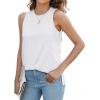 imageXIEERDUO Womens Tank Tops Crewneck Loose Fit Basic Casual Summer Side Split Sleeveless ShirtsCwhite