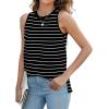 imageXIEERDUO Womens Tank Tops Crewneck Loose Fit Basic Casual Summer Side Split Sleeveless ShirtsEablack Stripe