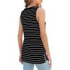 imageXIEERDUO Womens Tank Tops Crewneck Loose Fit Basic Casual Summer Side Split Sleeveless ShirtsEablack Stripe