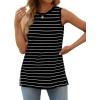 imageXIEERDUO Womens Tank Tops Crewneck Loose Fit Basic Casual Summer Side Split Sleeveless ShirtsEablack Stripe